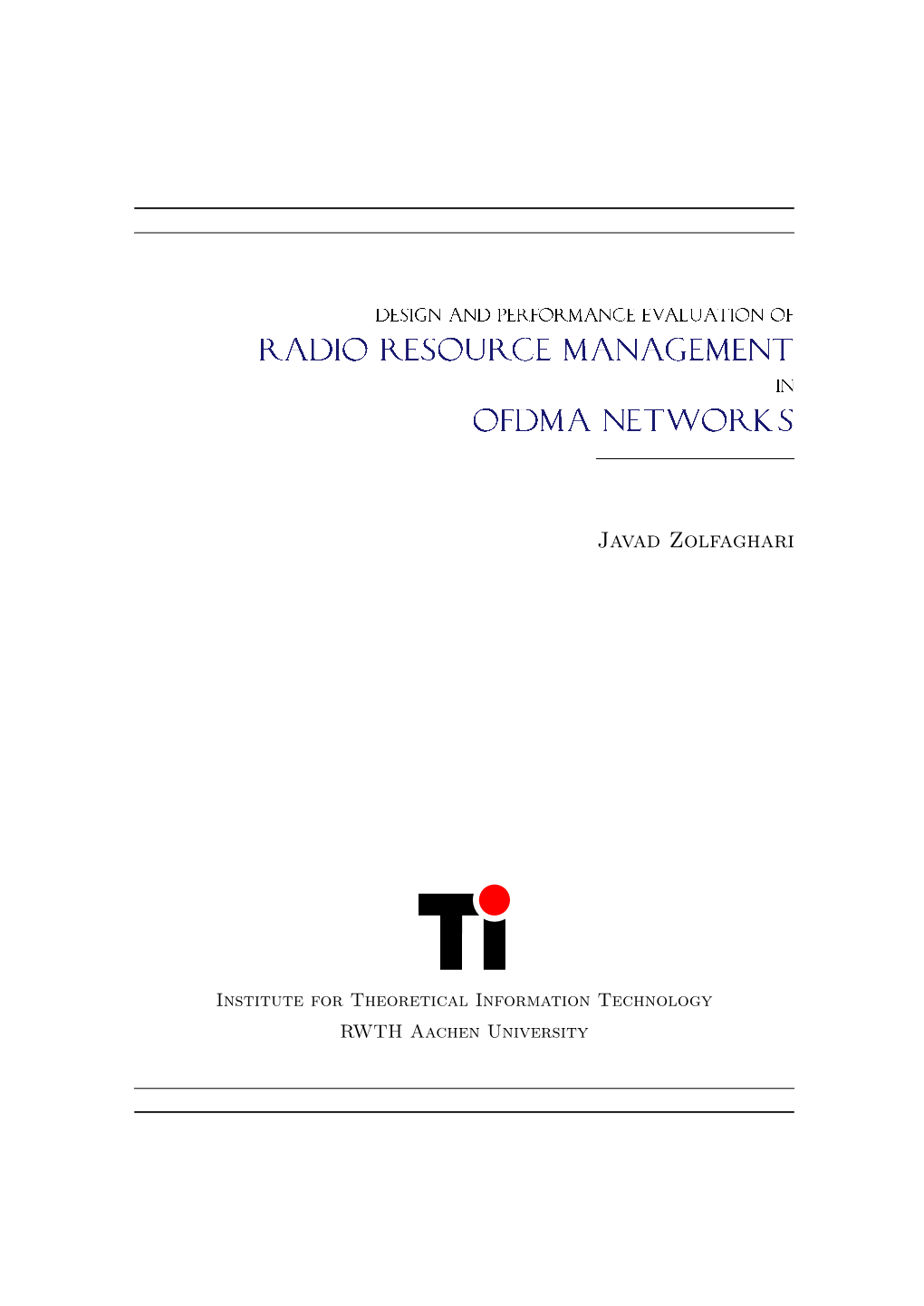 Radio Resource Management in Ofdma Networks