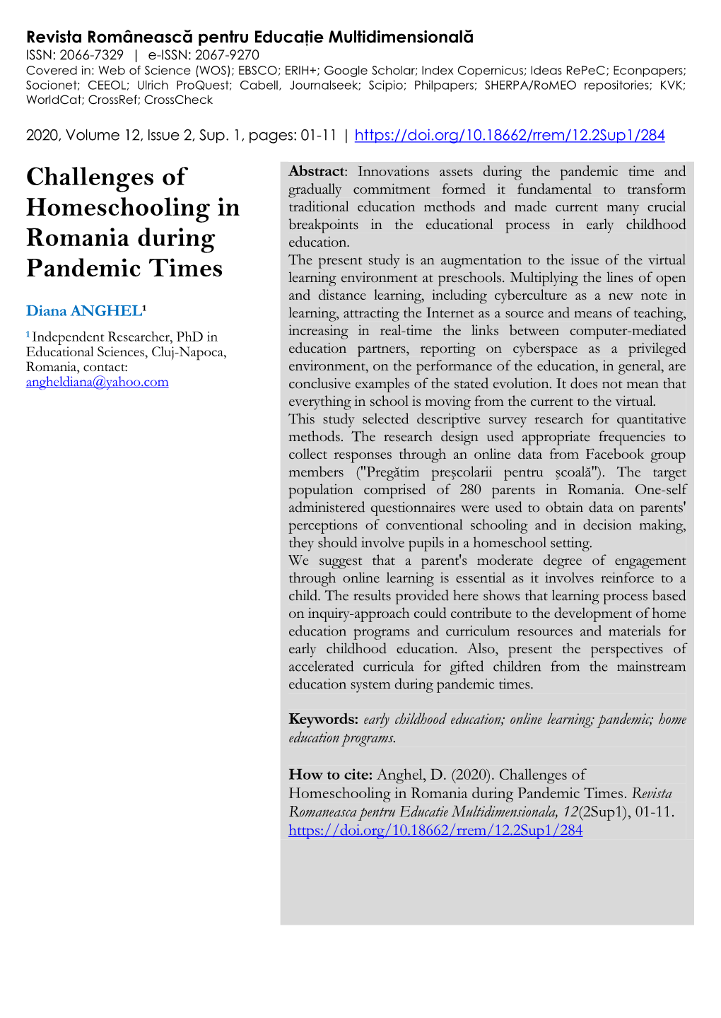 Challenges of Homeschooling in Romania During Pandemic Times