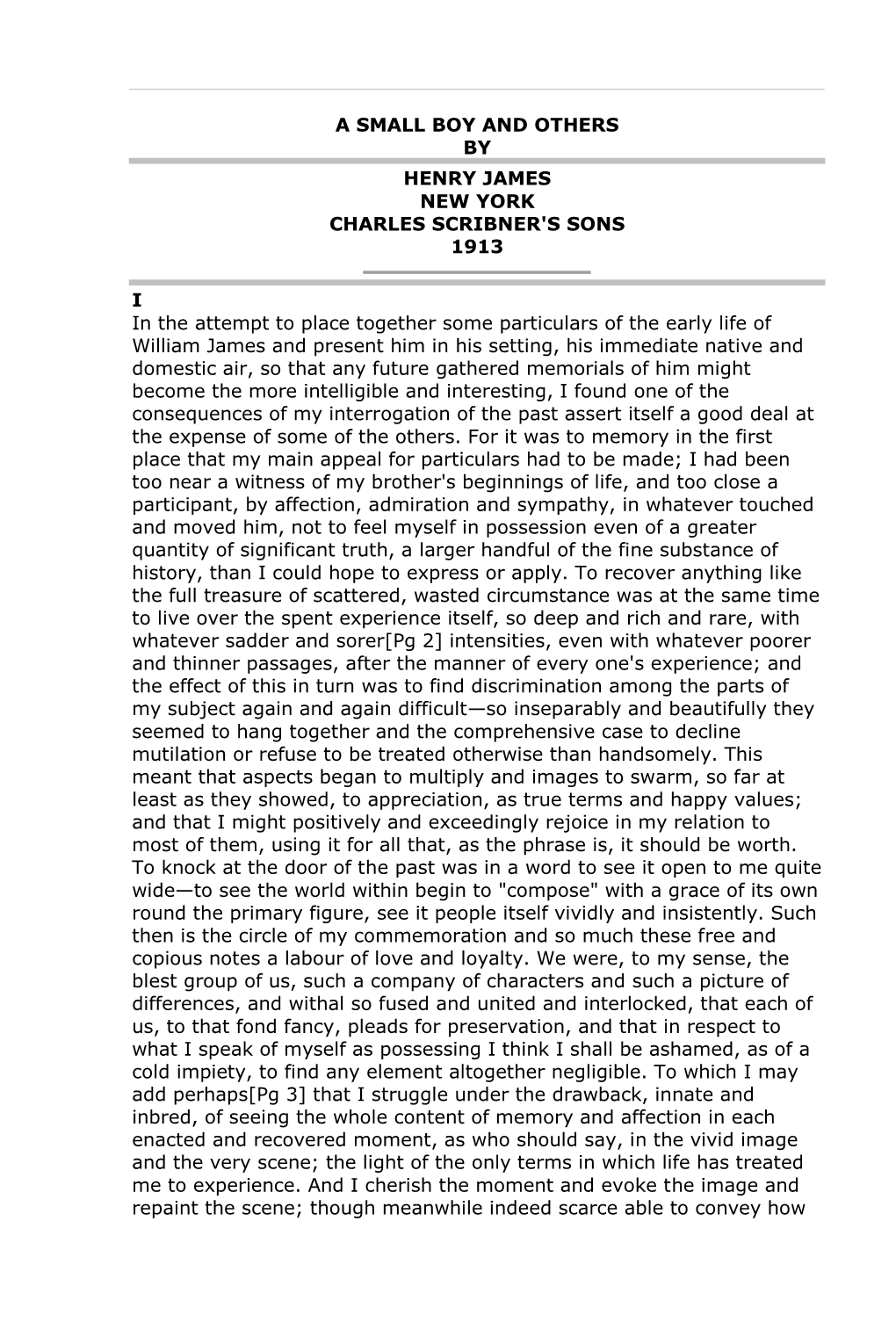 A Small Boy and Others by Henry James New York Charles Scribner's Sons 1913