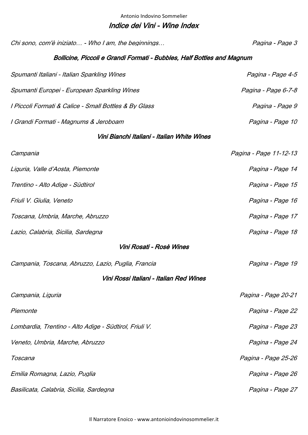 Indice Dei Vini - Wine Index