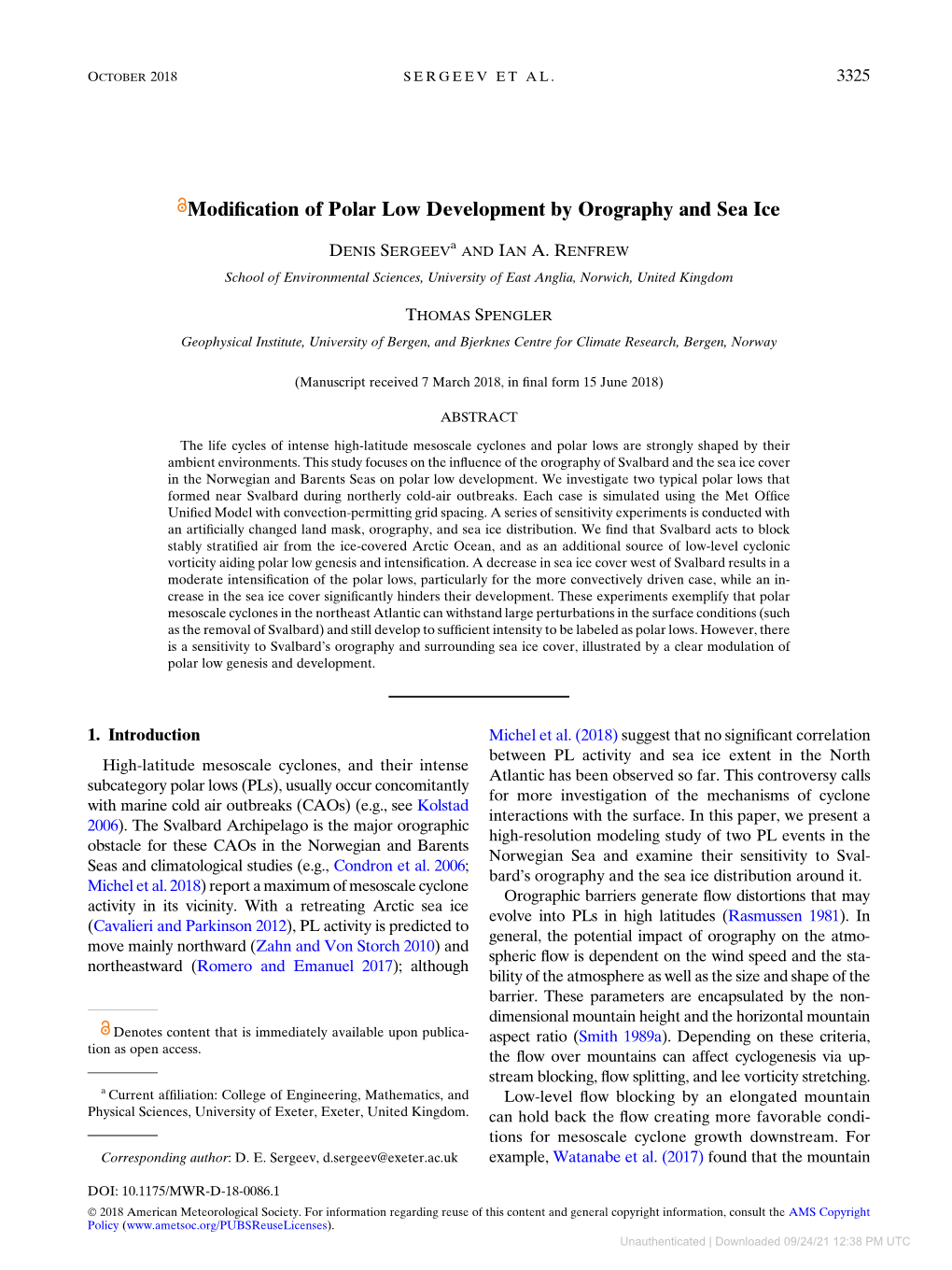 Modification of Polar Low Development by Orography And