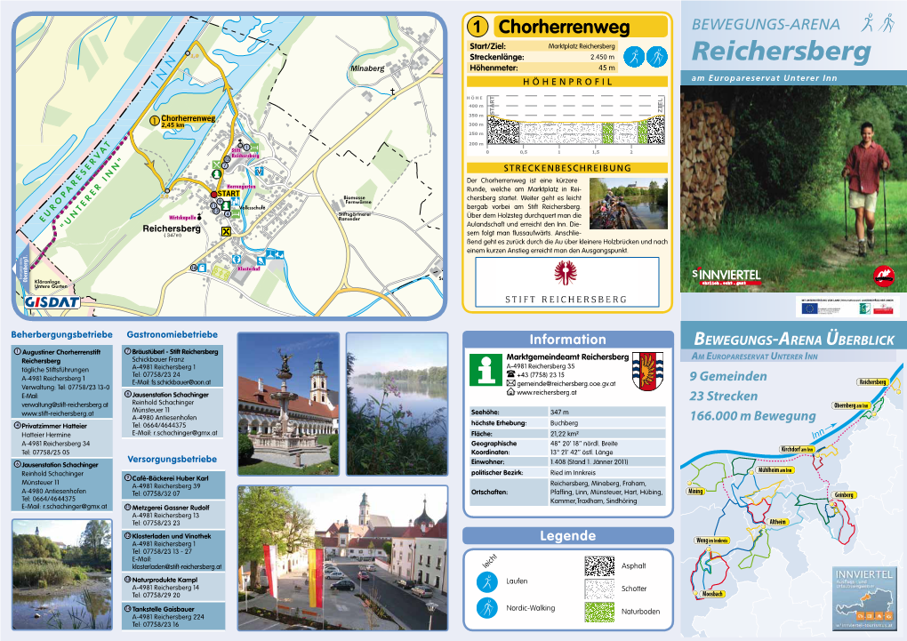 Reichersberg 1,0 Streckenlänge: 2.450 M Reichersberg N Minaberg Höhenmeter: 45 M N Am Europareservat Unterer Inn I HÖHENPROFIL