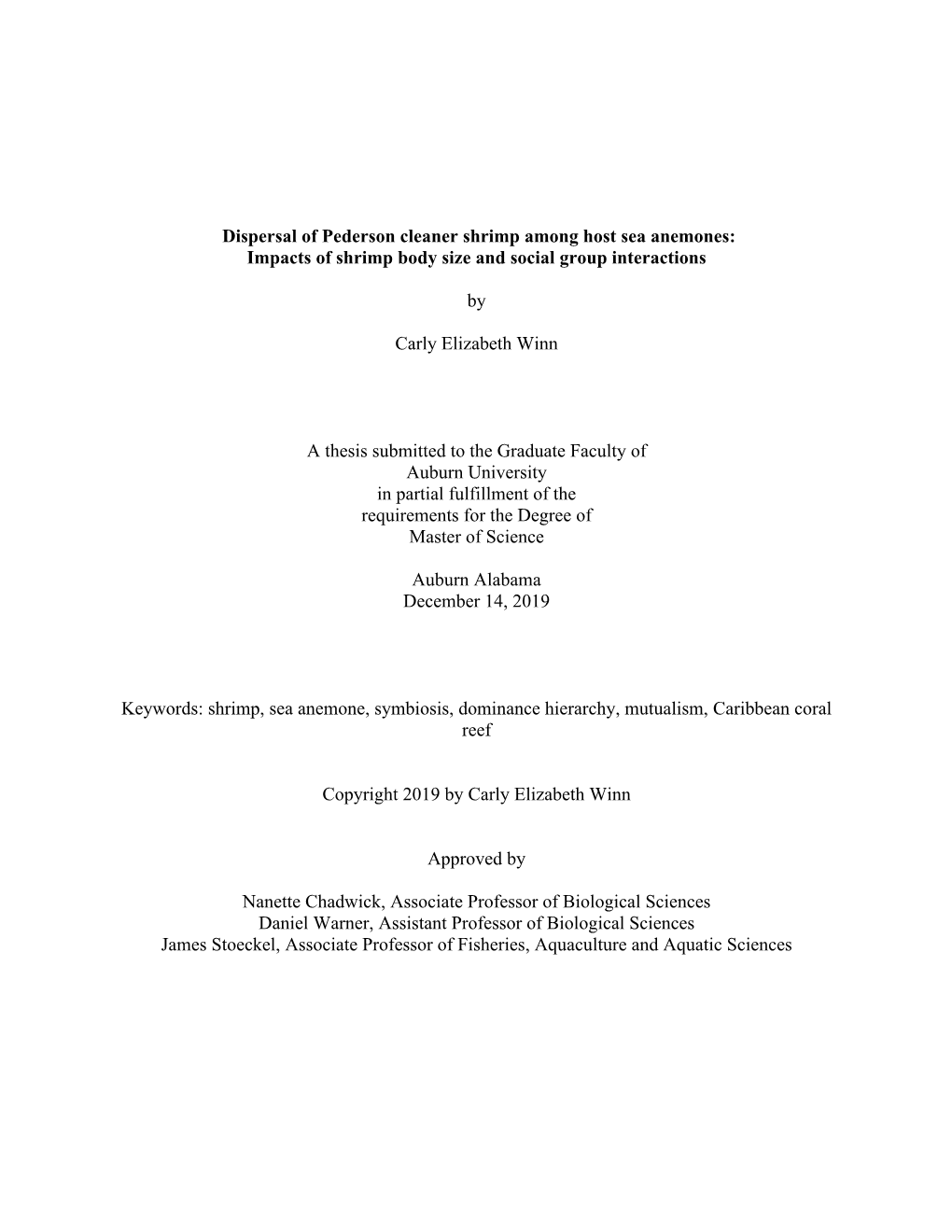 Dispersal of Pederson Cleaner Shrimp Among Host Sea Anemones: Impacts of Shrimp Body Size and Social Group Interactions