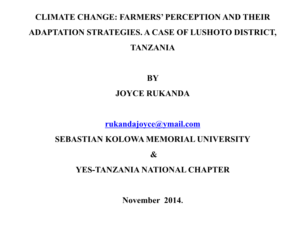 Climate Change: Farmers' Perception and Their