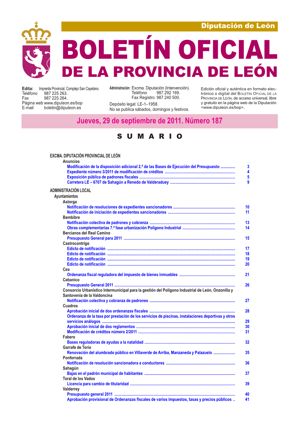 Boletín Oficial De La Provincia De León