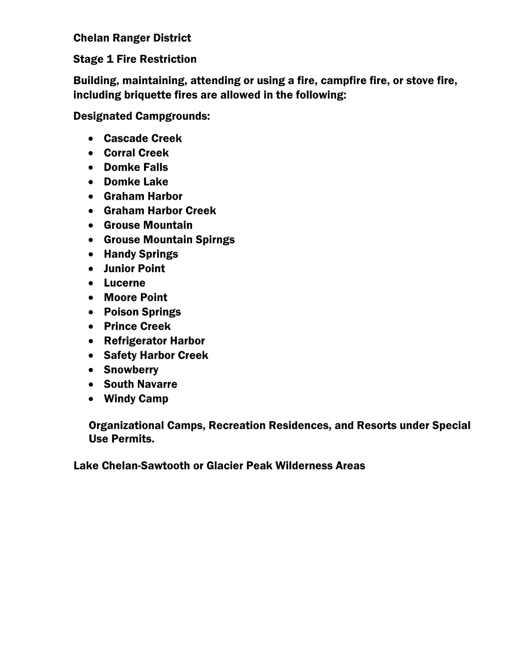 Chelan Ranger District Stage 1 Fire Restriction Building, Maintaining