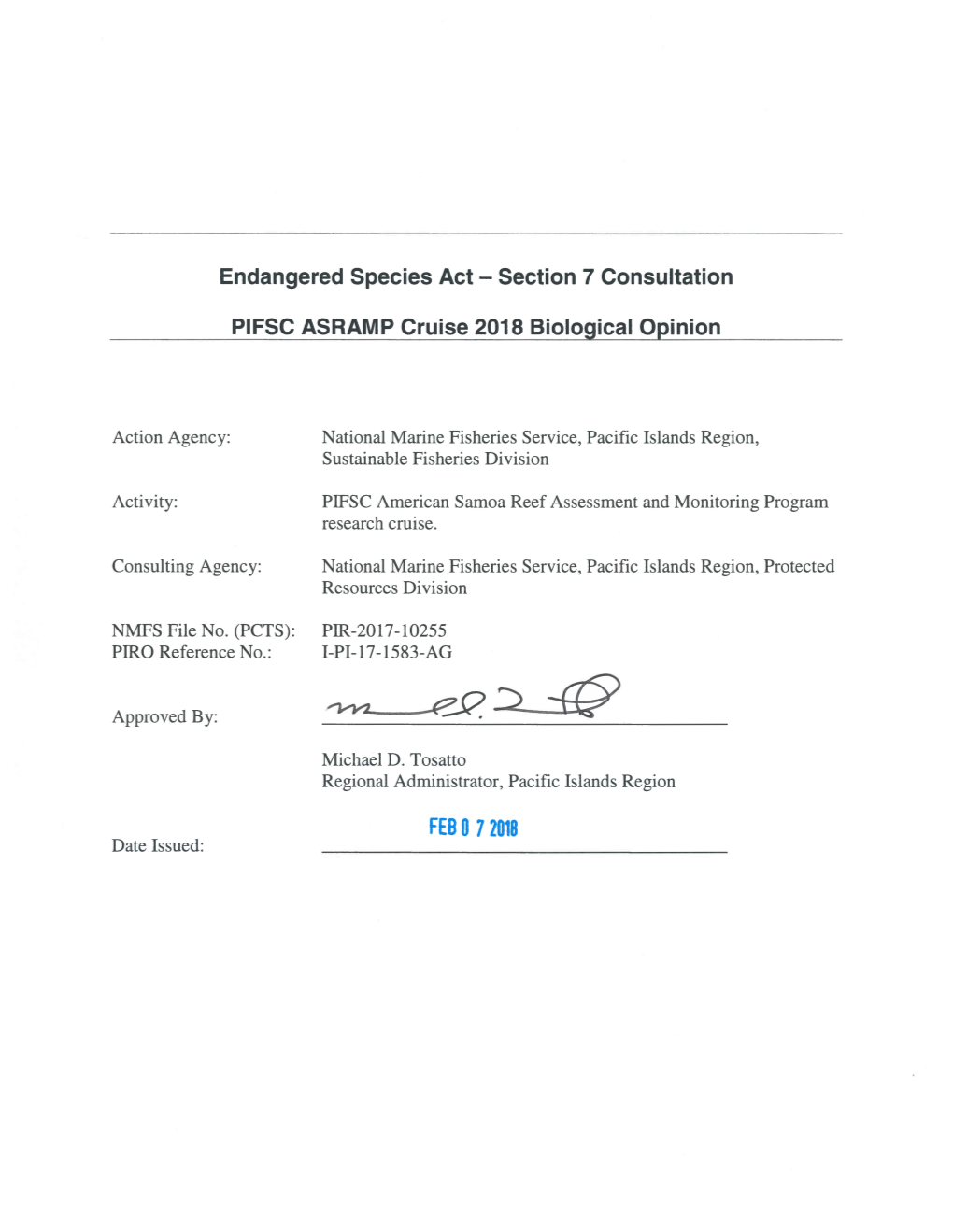 FEBO 7 2018 Date Issued: Table of Contents 1