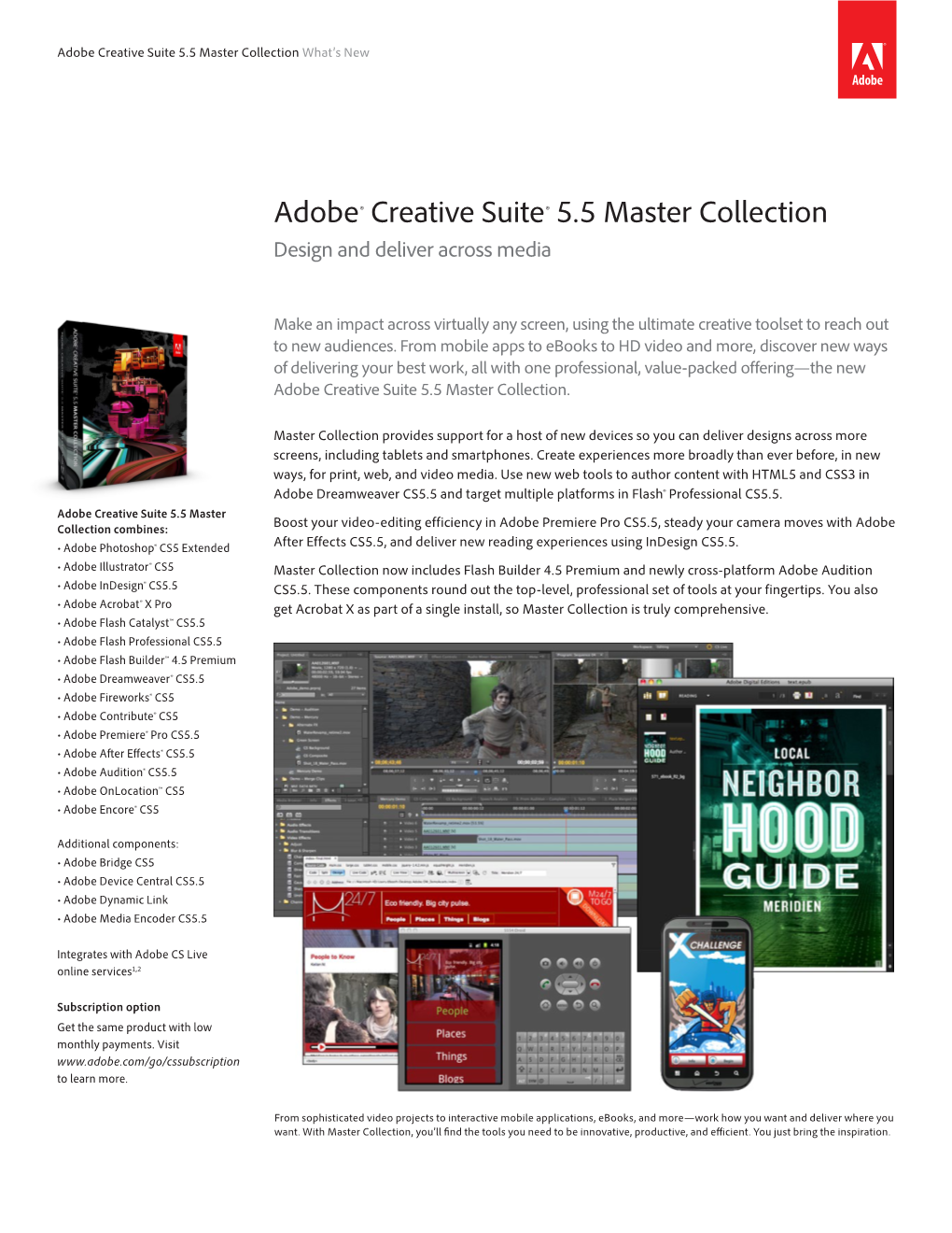 Adobe® Creative Suite® 5.5 Master Collection Professional Audio-For-Video Editing in Adobe Audition CS5.5 4 Design and Deliver Across Media