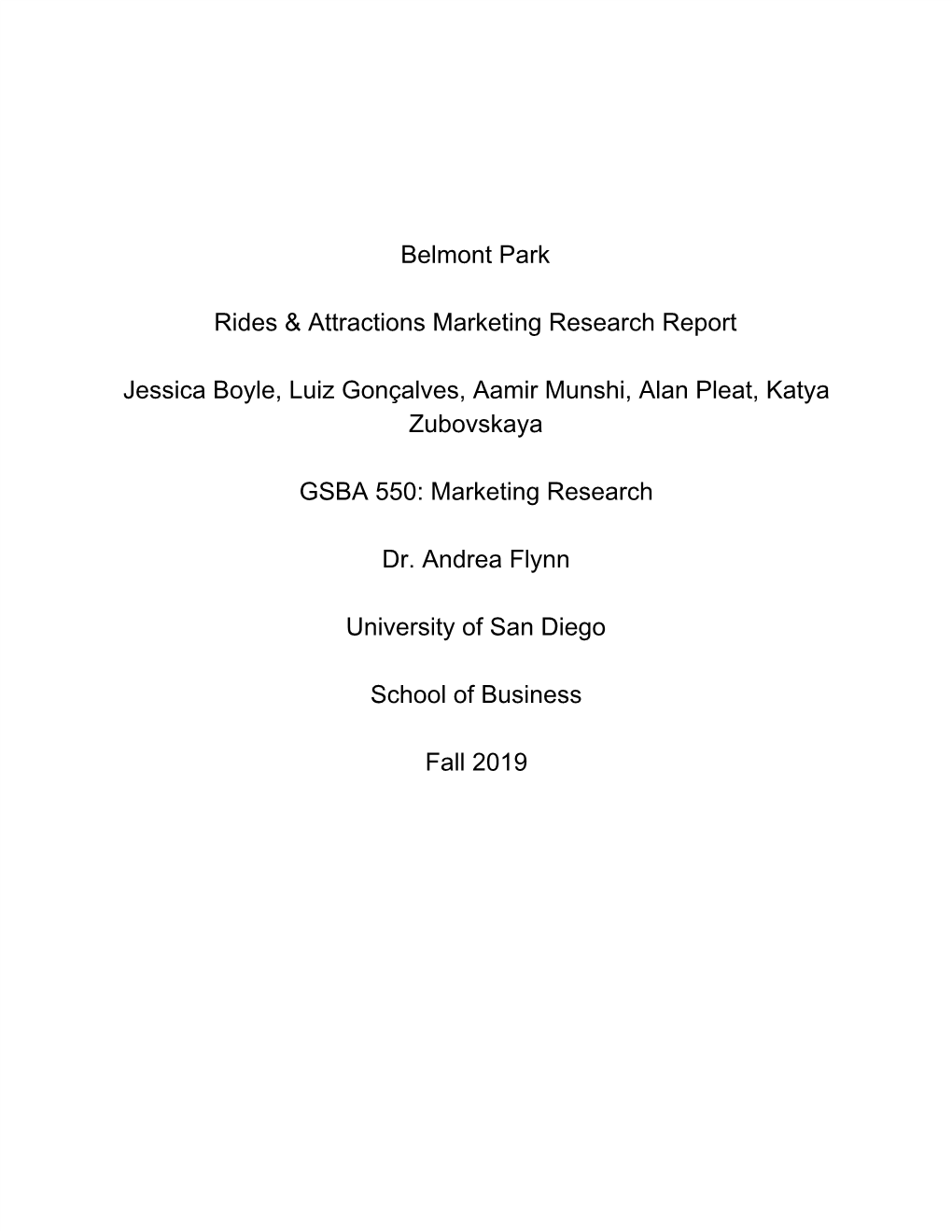 Belmont Park Rides & Attractions Marketing Research Report