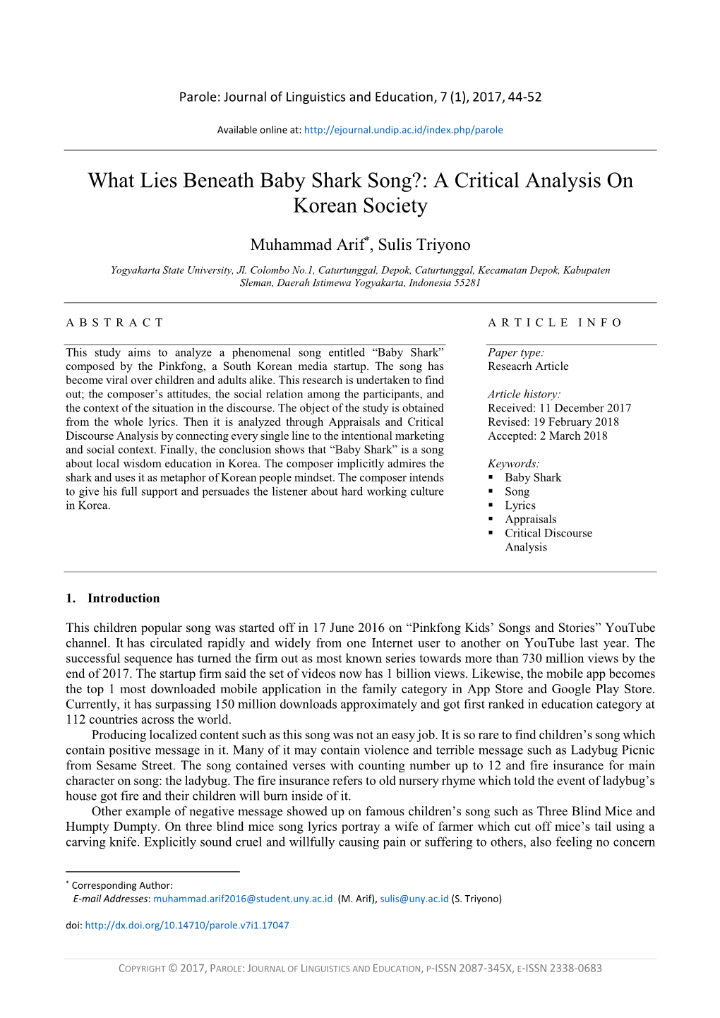 What Lies Beneath Baby Shark Song?: a Critical Analysis on Korean Society