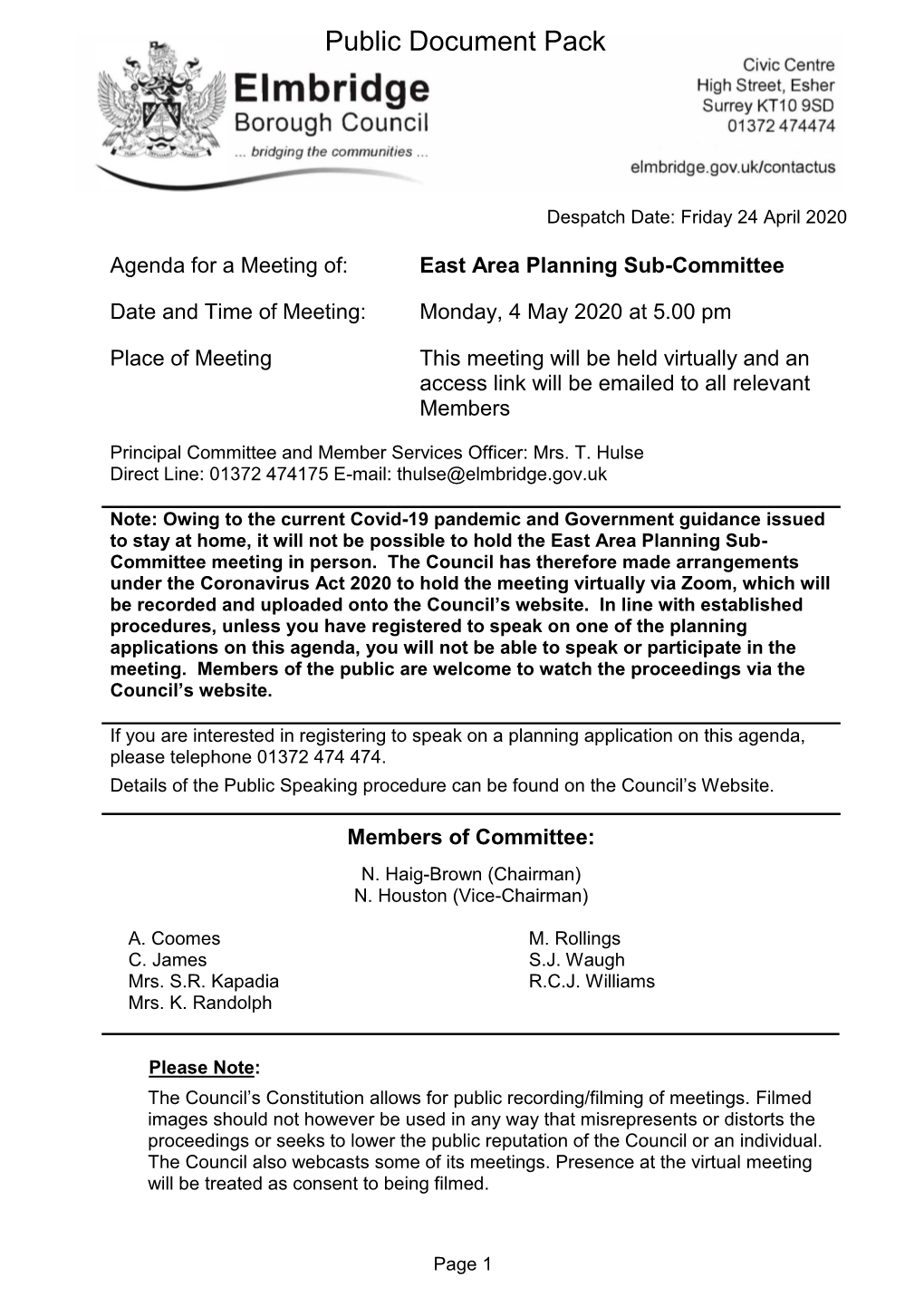 Agenda Document for East Area Planning Sub-Committee