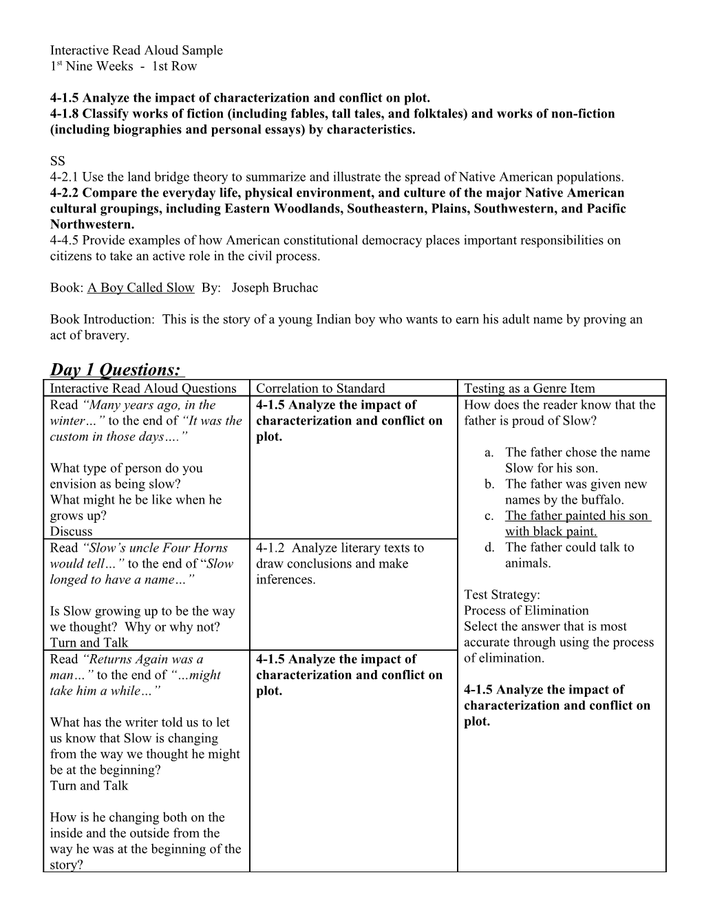 Interactive Read Aloud Sample s1