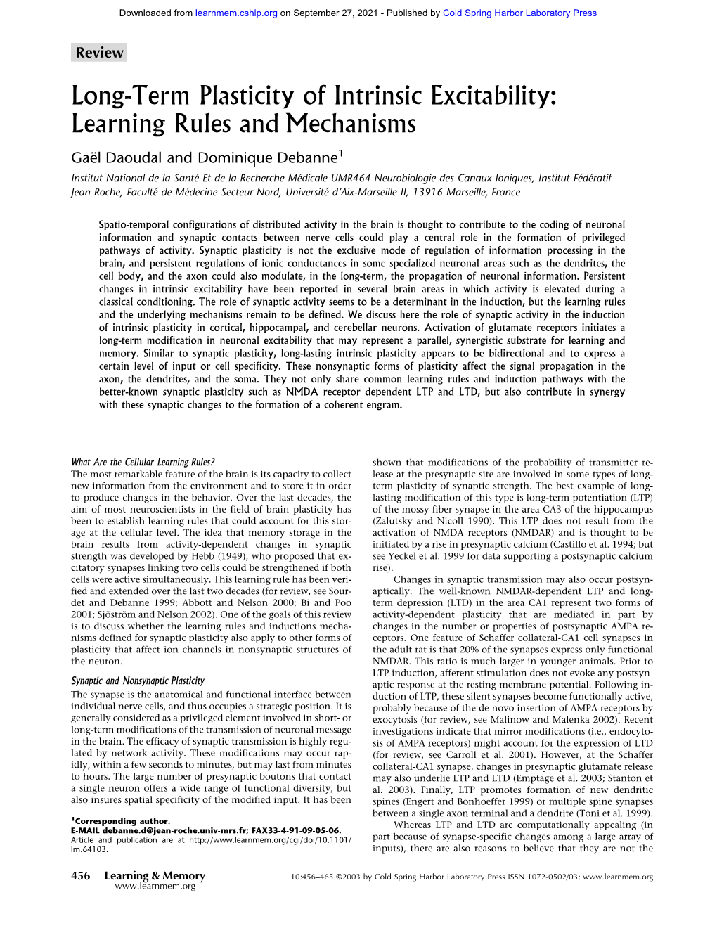 Long-Term Plasticity of Intrinsic Excitability