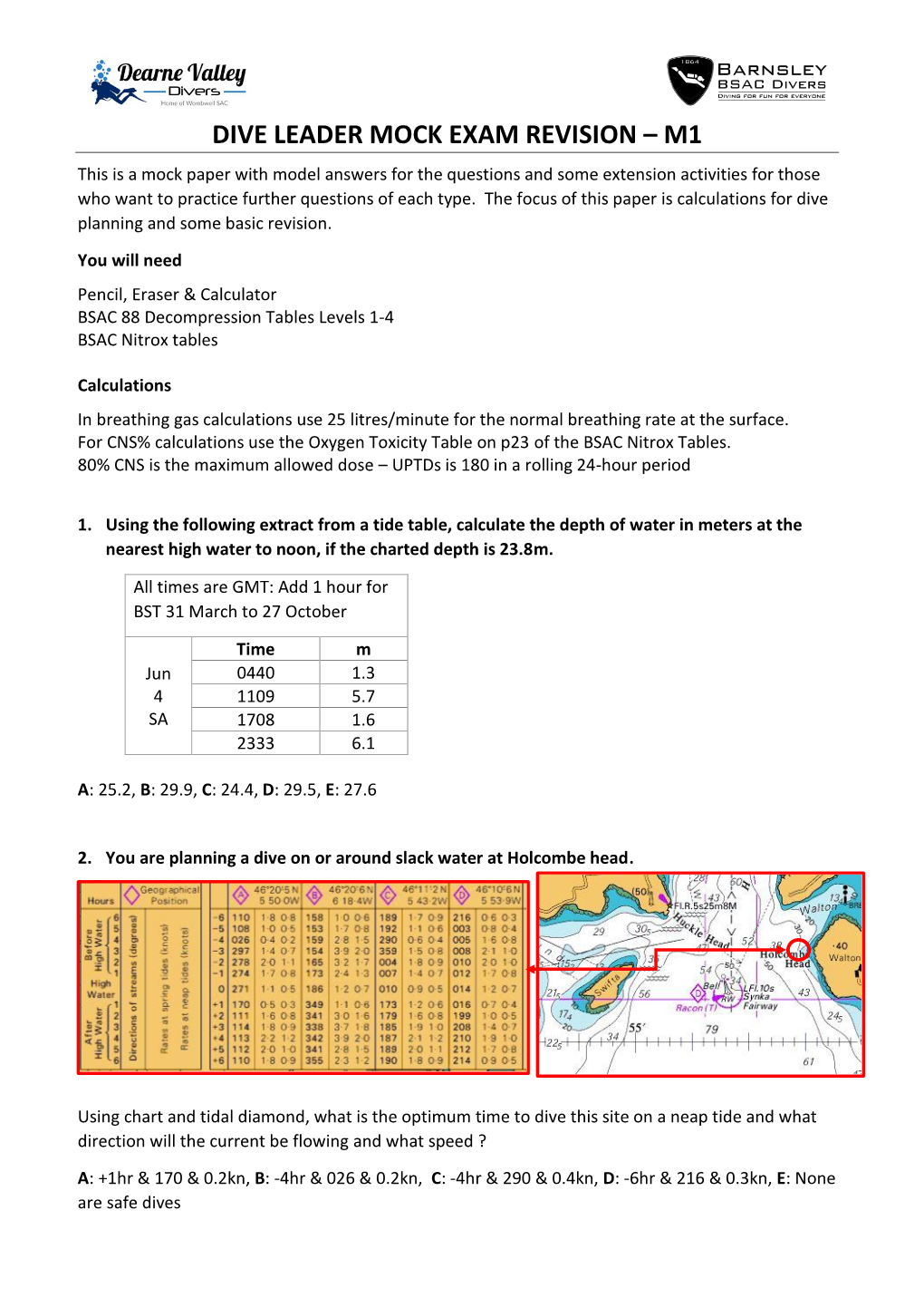 Dive Leader Mock Exam Revision