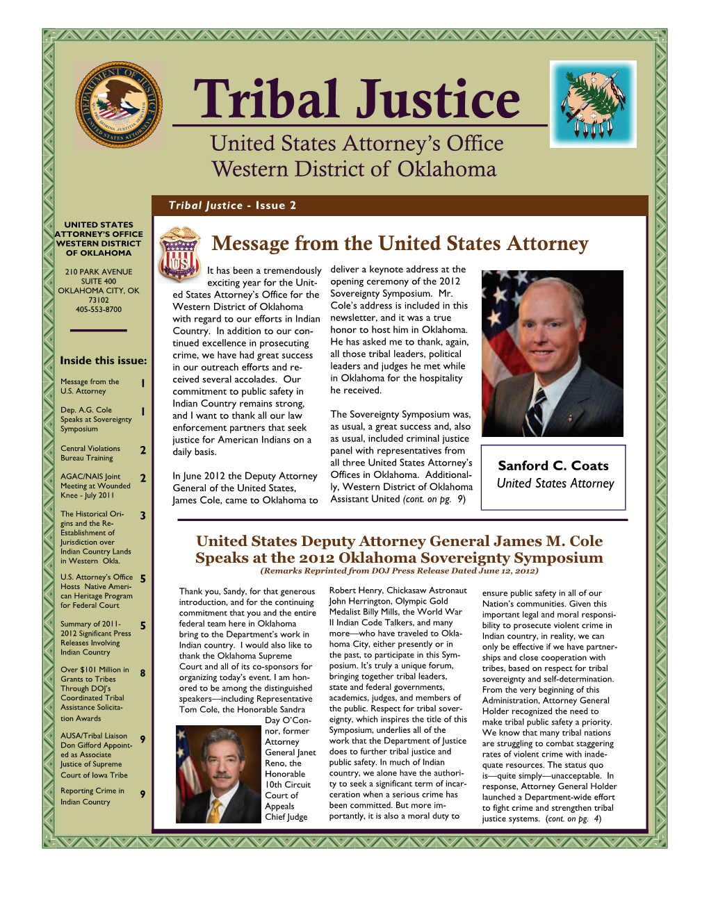 Tribal Justice United States Attorney’S Office Western District of Oklahoma