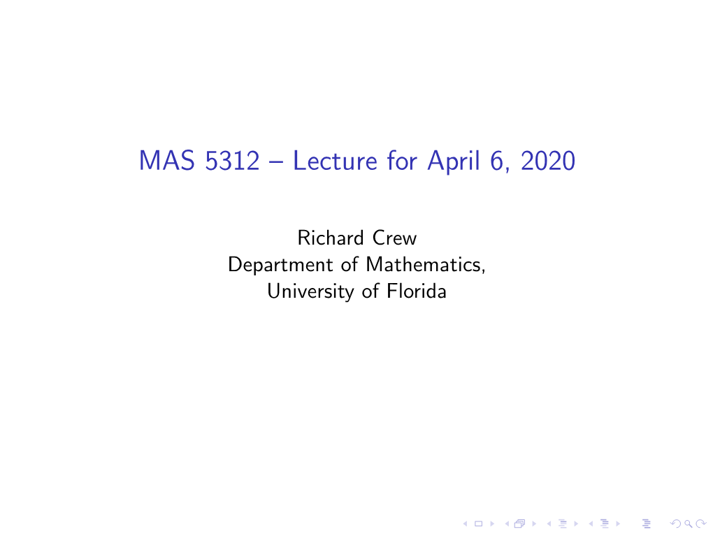 5312 – Lecture for April 6, 2020