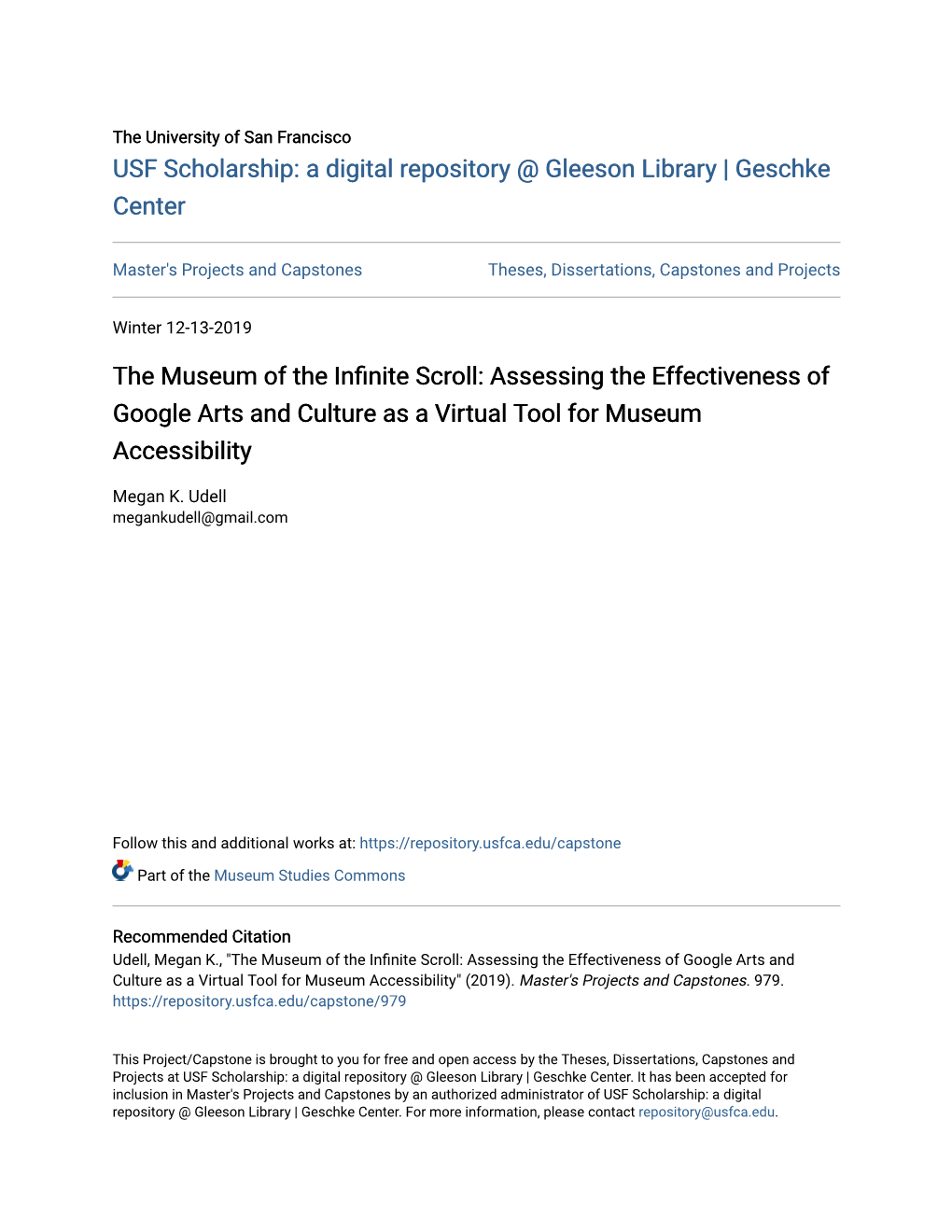 The Museum of the Infinite Scroll: Assessing the Effectiveness of Google Arts and Culture As a Virtual Tool for Museum Accessibility