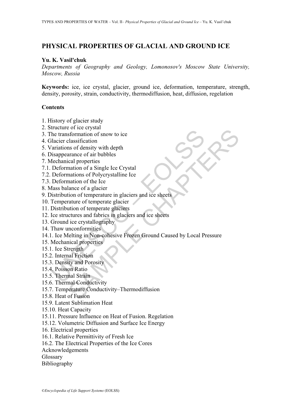 Physical Properties of Glacial and Ground Ice – Yu