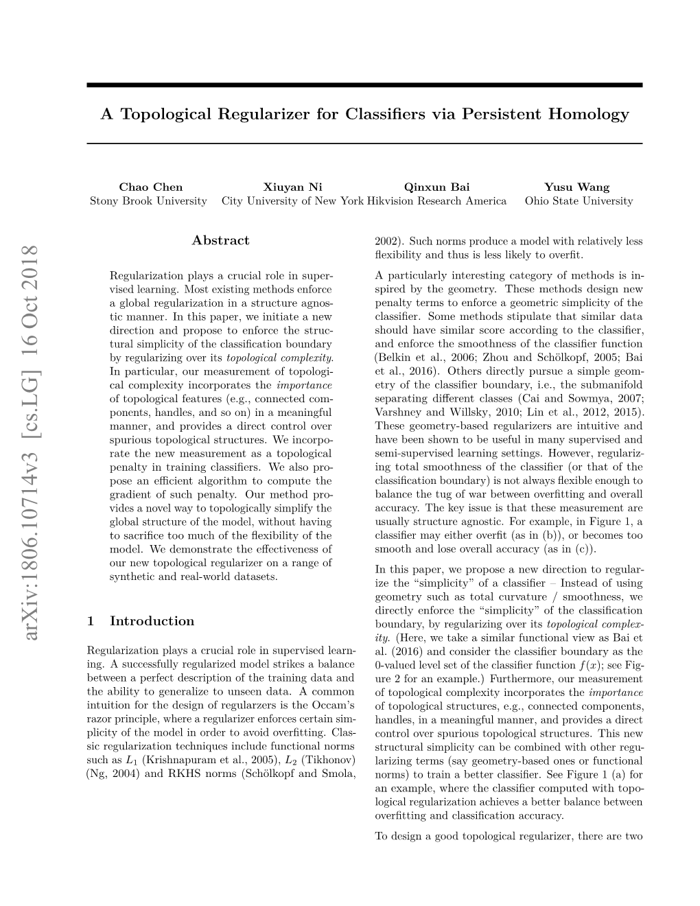 A Topological Regularizer for Classifiers Via Persistent Homology