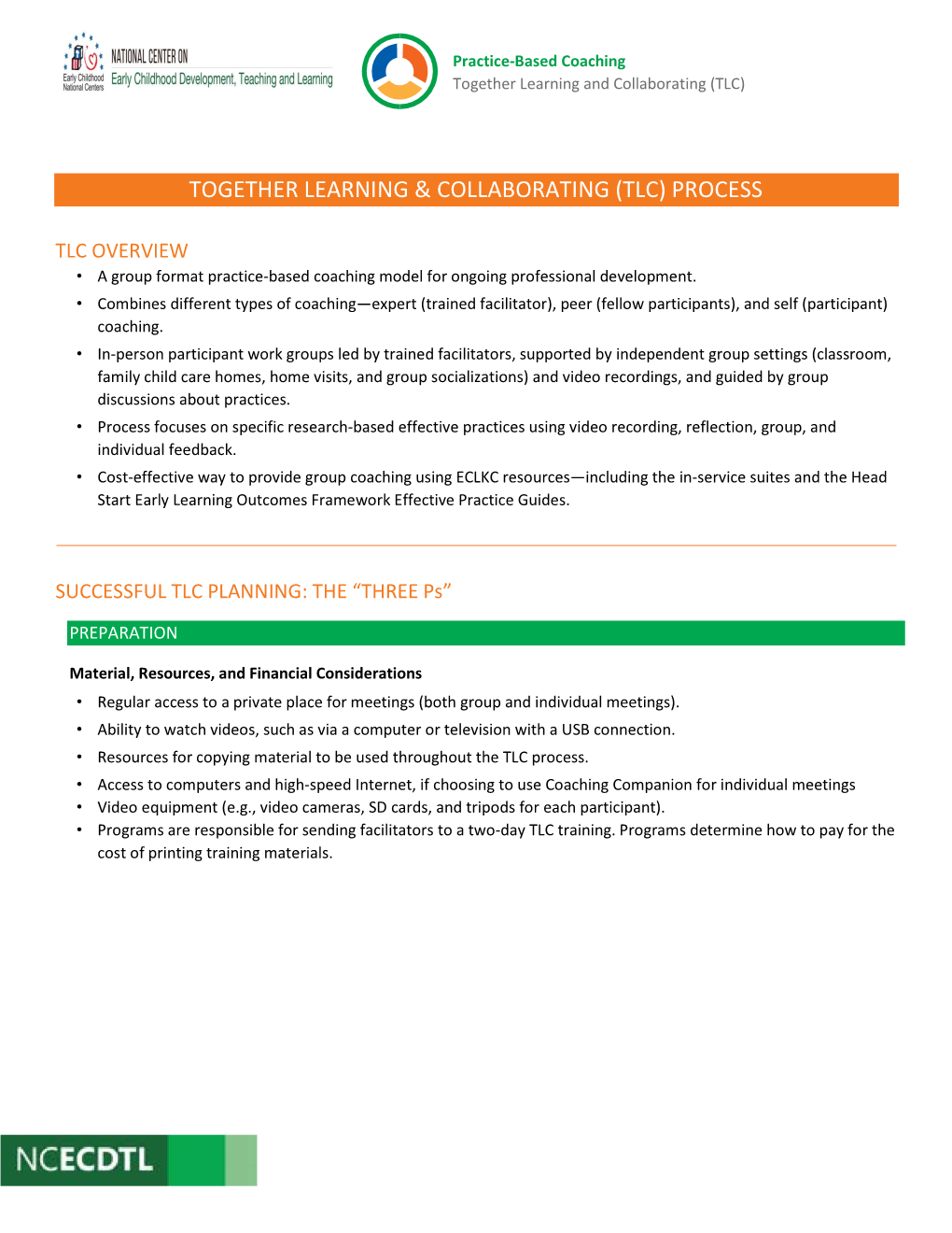 Together Learning & Collaborating (Tlc) Process