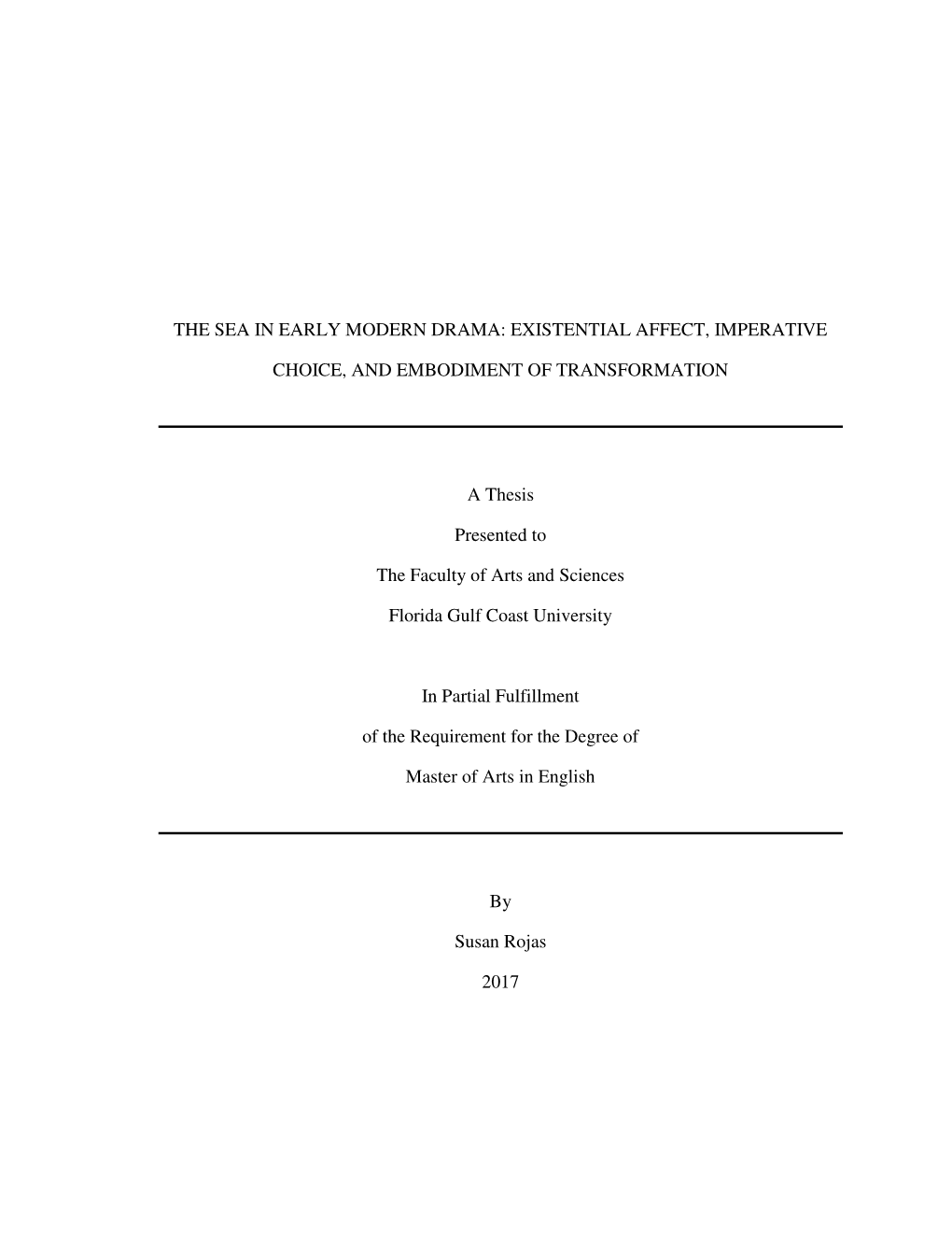 The Sea in Early Modern Drama: Existential Affect, Imperative