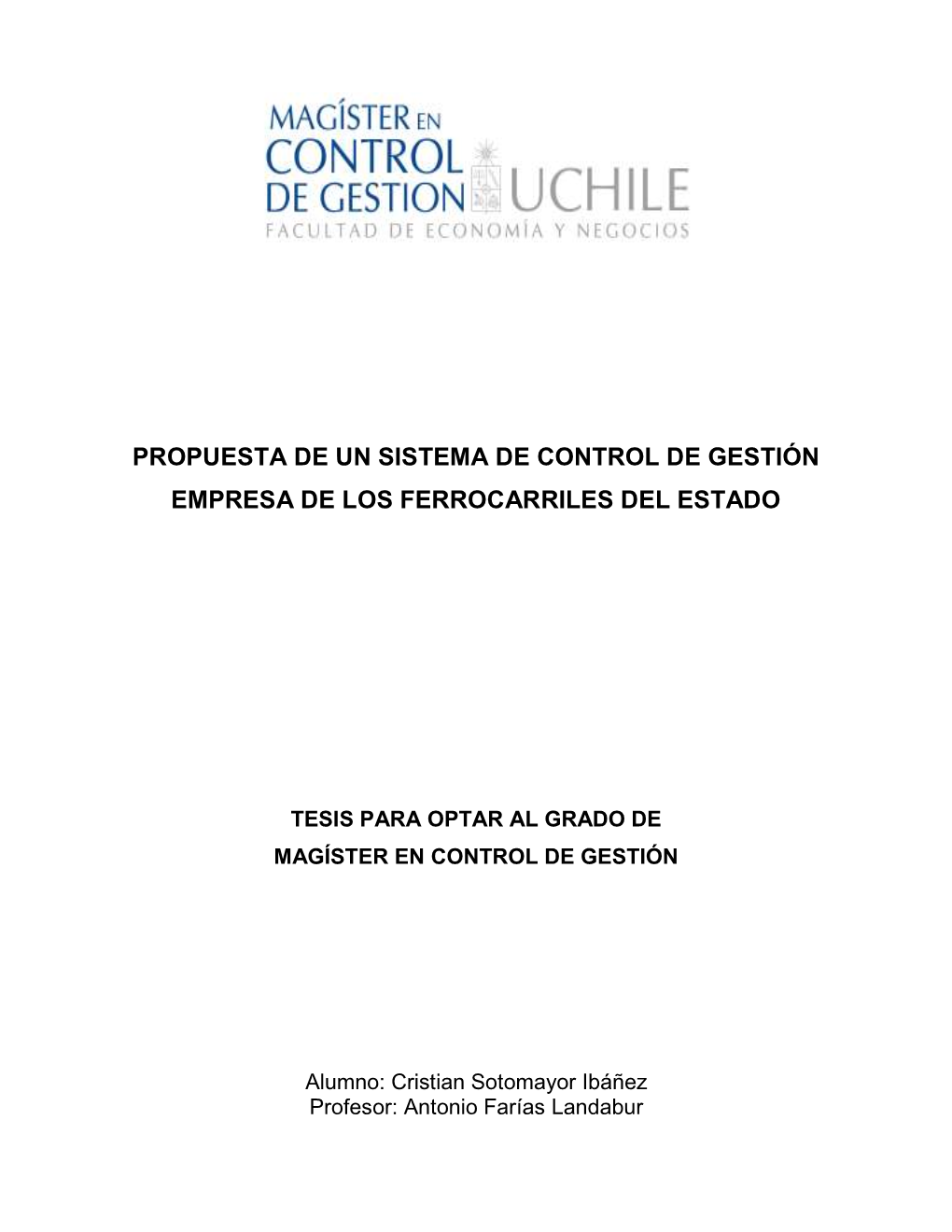 Propuesta De Un Sistema De Control De Gestión Empresa De Los Ferrocarriles Del Estado