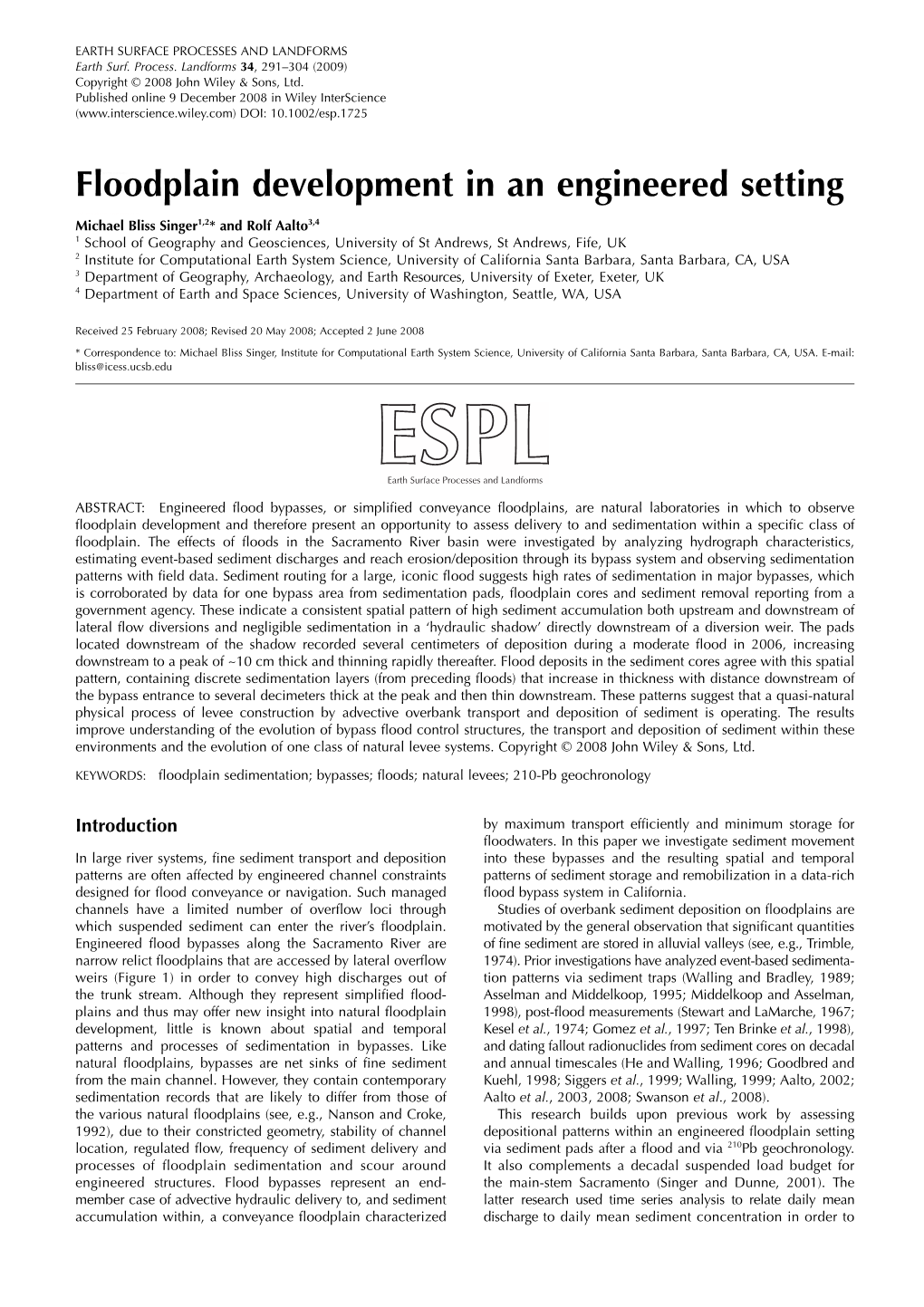 Floodplain Development in an Engineered Setting