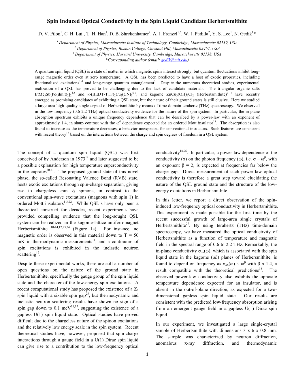 Spin Induced Optical Conductivity in the Spin Liquid Candidate Herbertsmithite