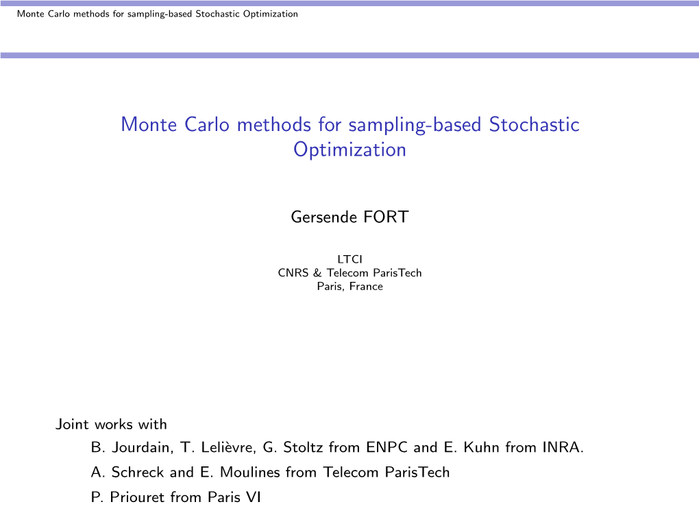Monte Carlo Methods for Sampling-Based Stochastic Optimization