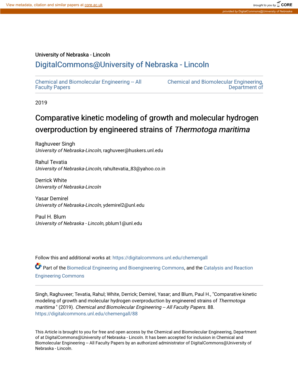 Comparative Kinetic Modeling of Growth and Molecular Hydrogen Overproduction by Engineered Strains of Thermotoga Maritima