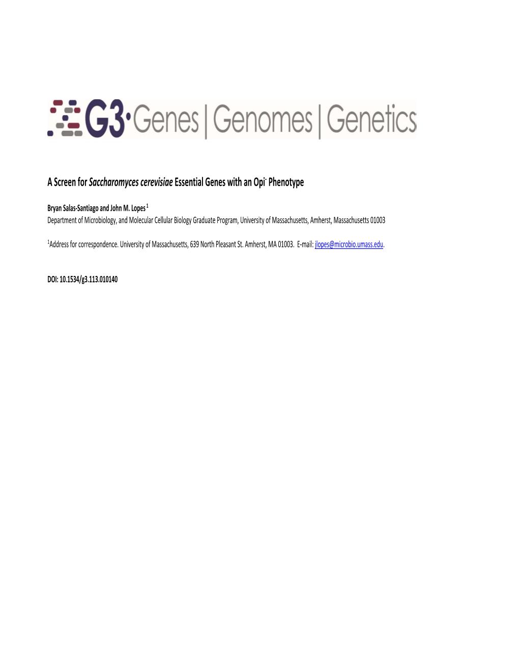 A Screen for Saccharomyces Cerevisiae Essential Genes with an Opi- Phenotype