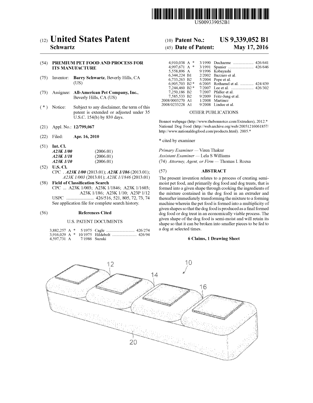 (12) United States Patent (10) Patent No.: US 9,339,052 B1 Schwartz (45) Date of Patent: May 17, 2016