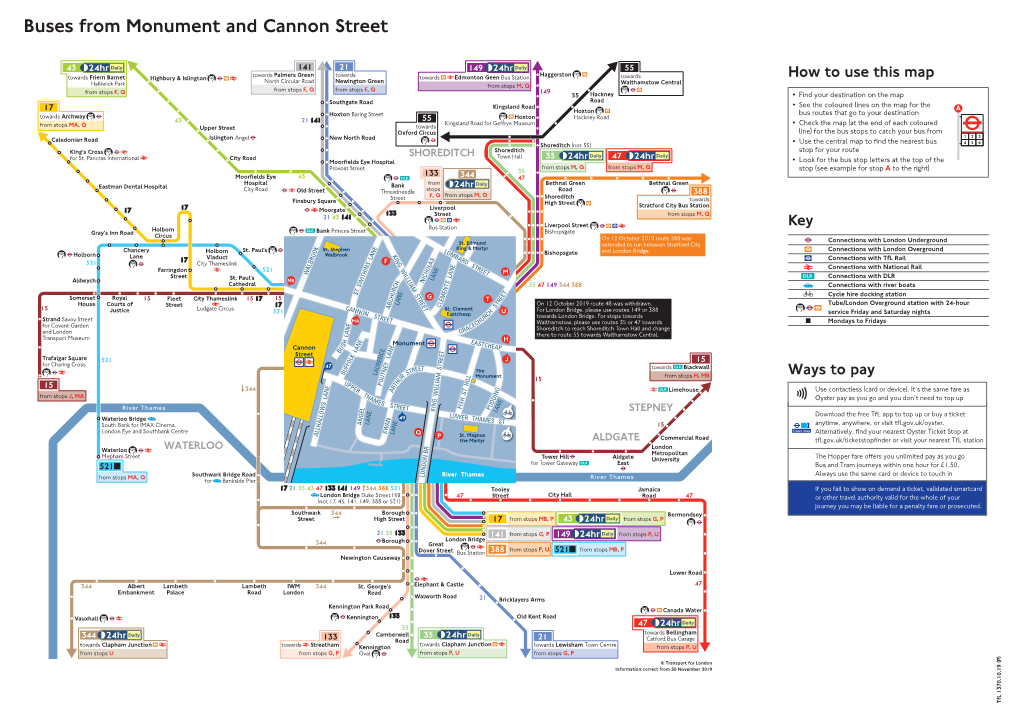 Buses from Monument and Cannon Street