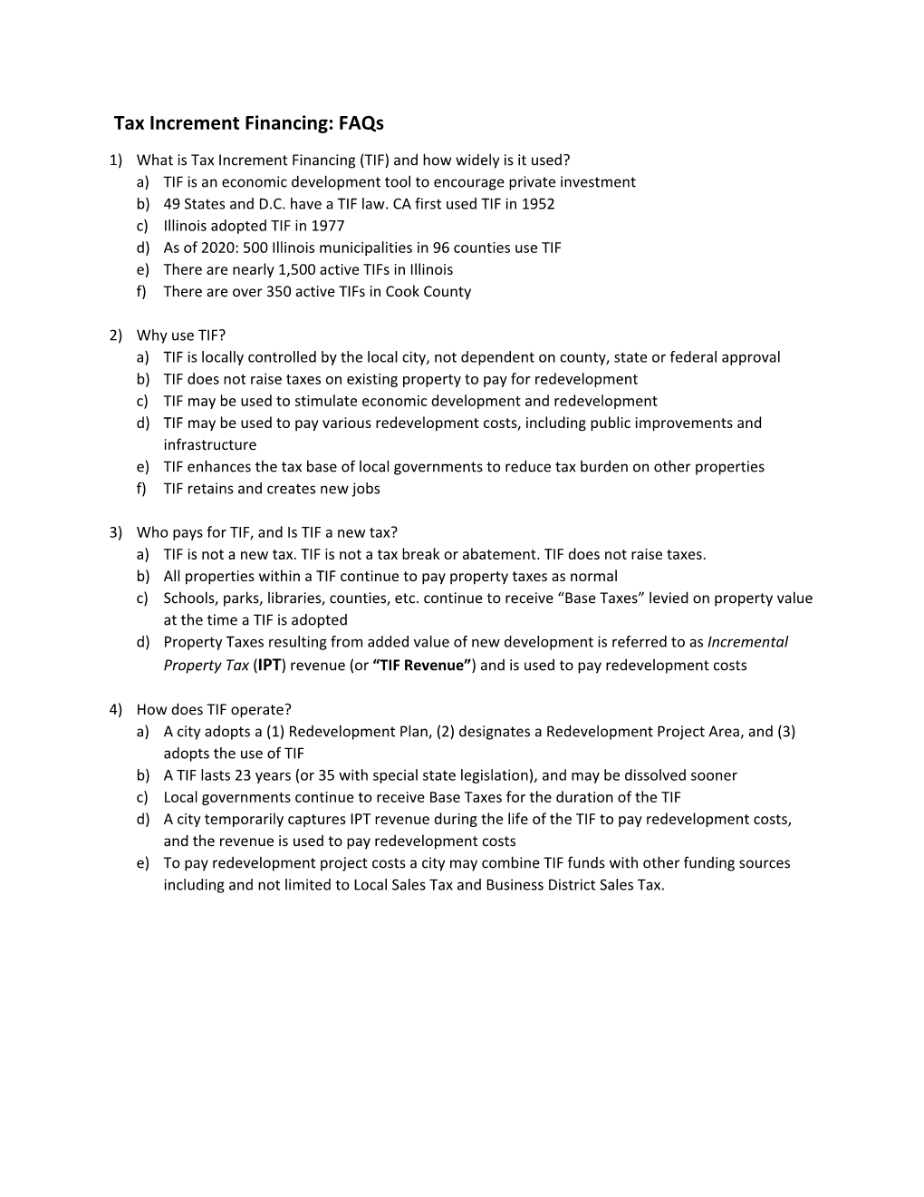 Tax Increment Financing: Faqs