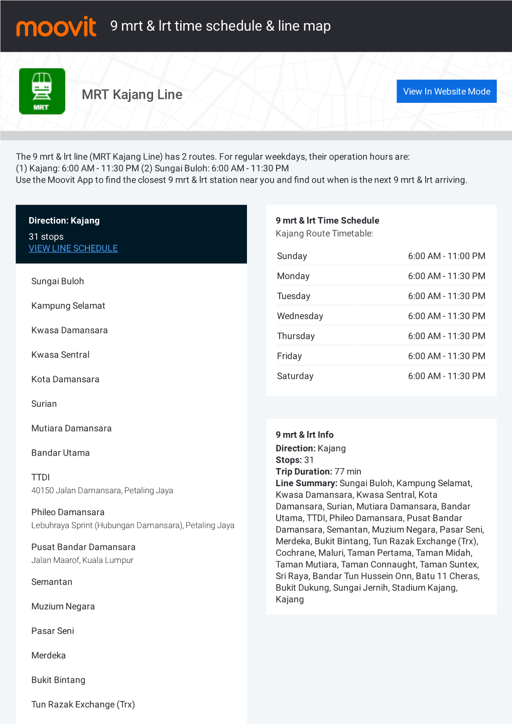 9 Mrt & Lrt Time Schedule & Line Route