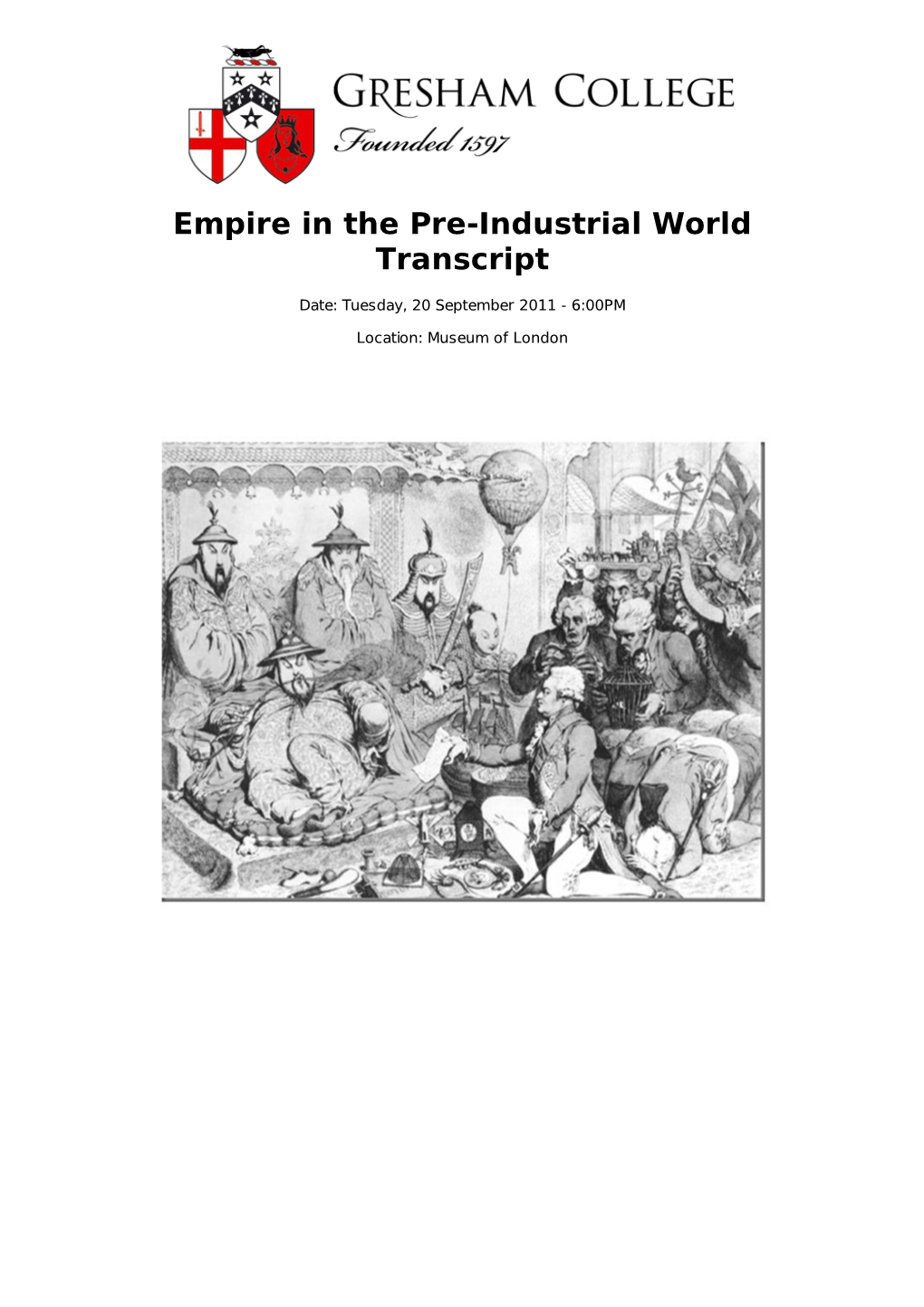 Empire in the Pre-Industrial World Transcript