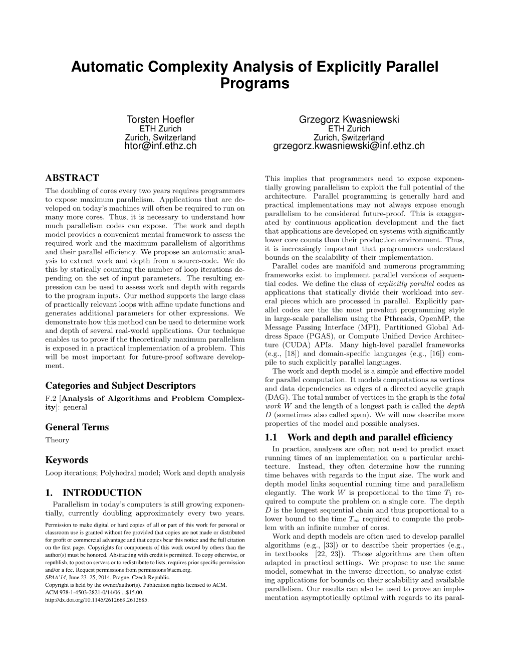 Automatic Complexity Analysis of Explicitly Parallel Programs