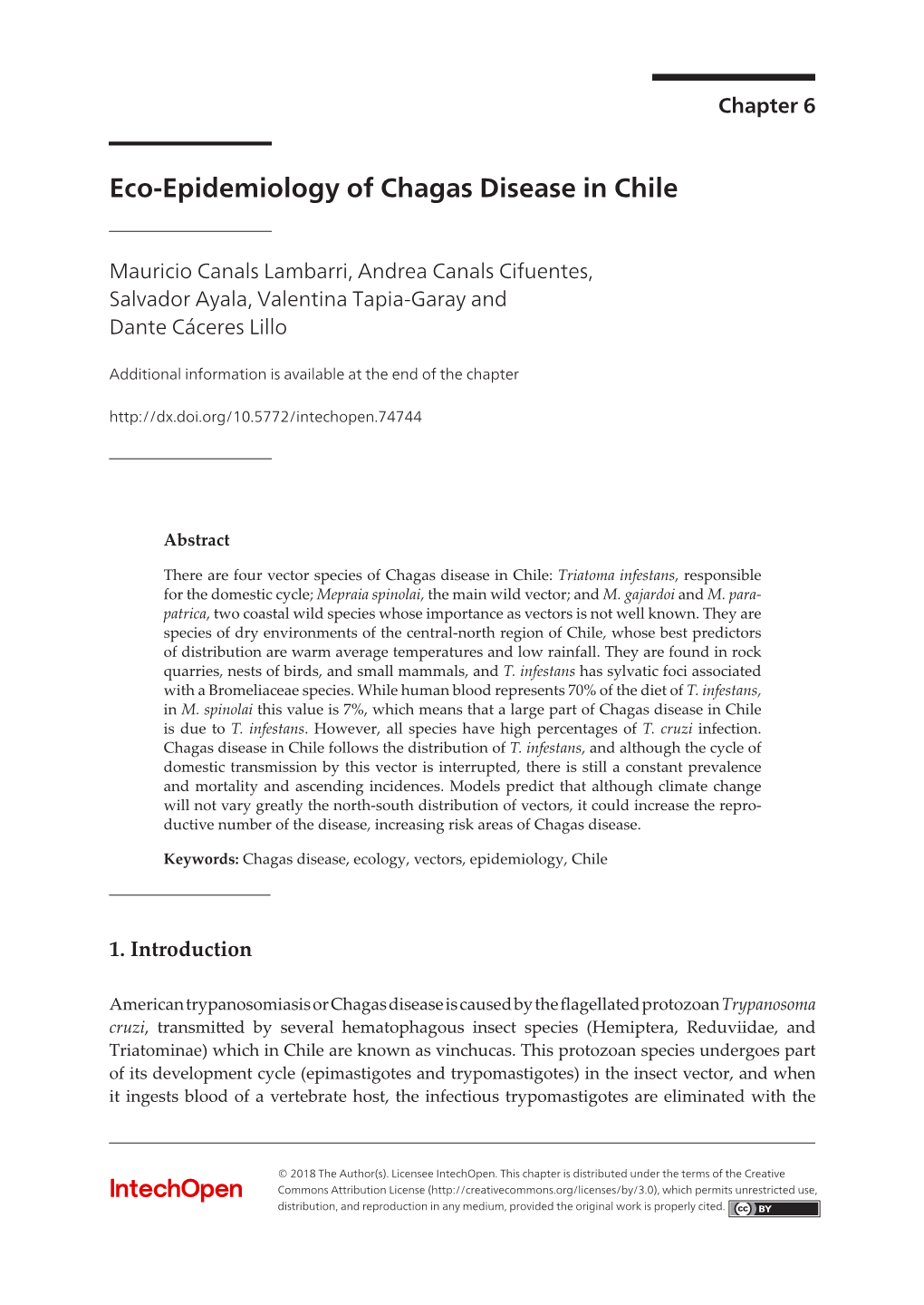 Eco-Epidemiology of Chagas Disease in Chile