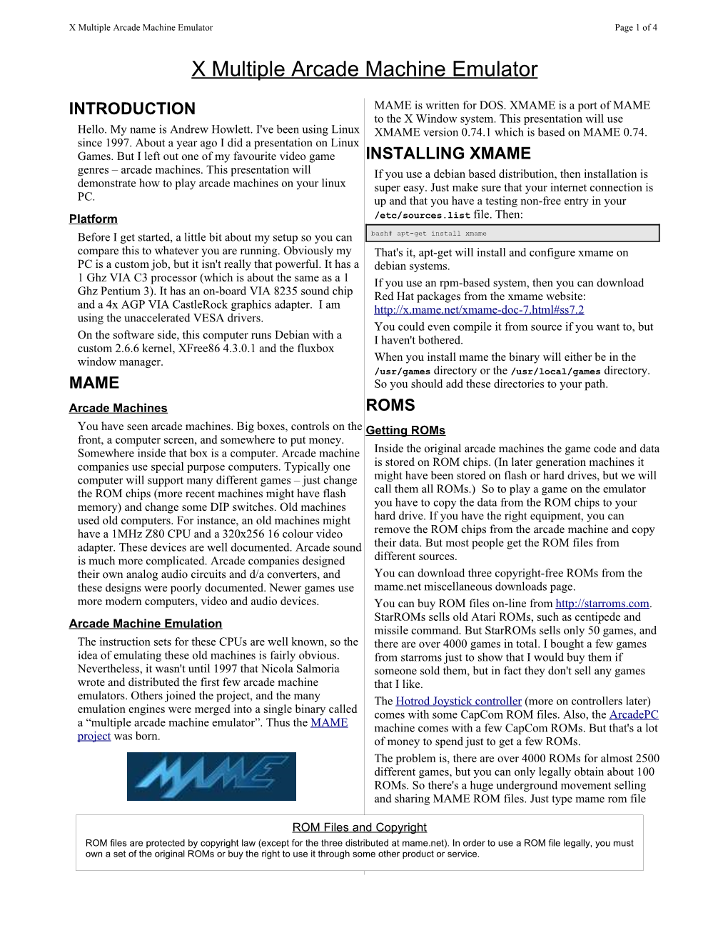 X Multiple Arcade Machine Emulator Page 1 of 4