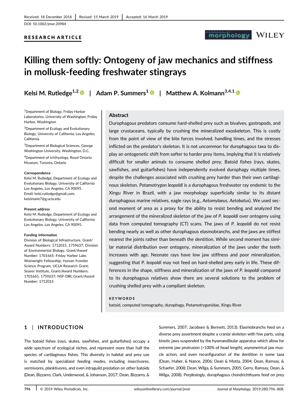 Ontogeny of Jaw Mechanics and Stiffness in Mollusk‐Feeding