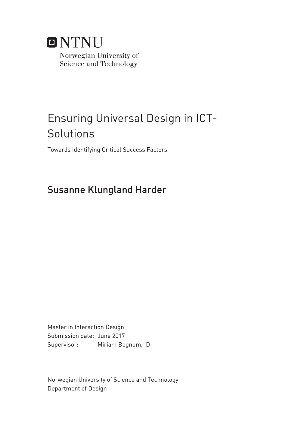 Ensuring Universal Design in ICT-Solutions