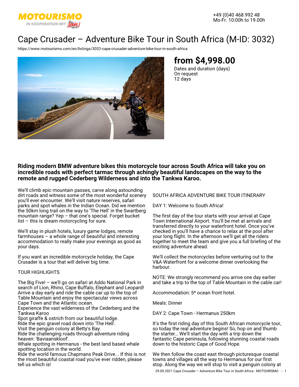 Cape Crusader – Adventure Bike Tour in South Africa (M-ID: 3032)