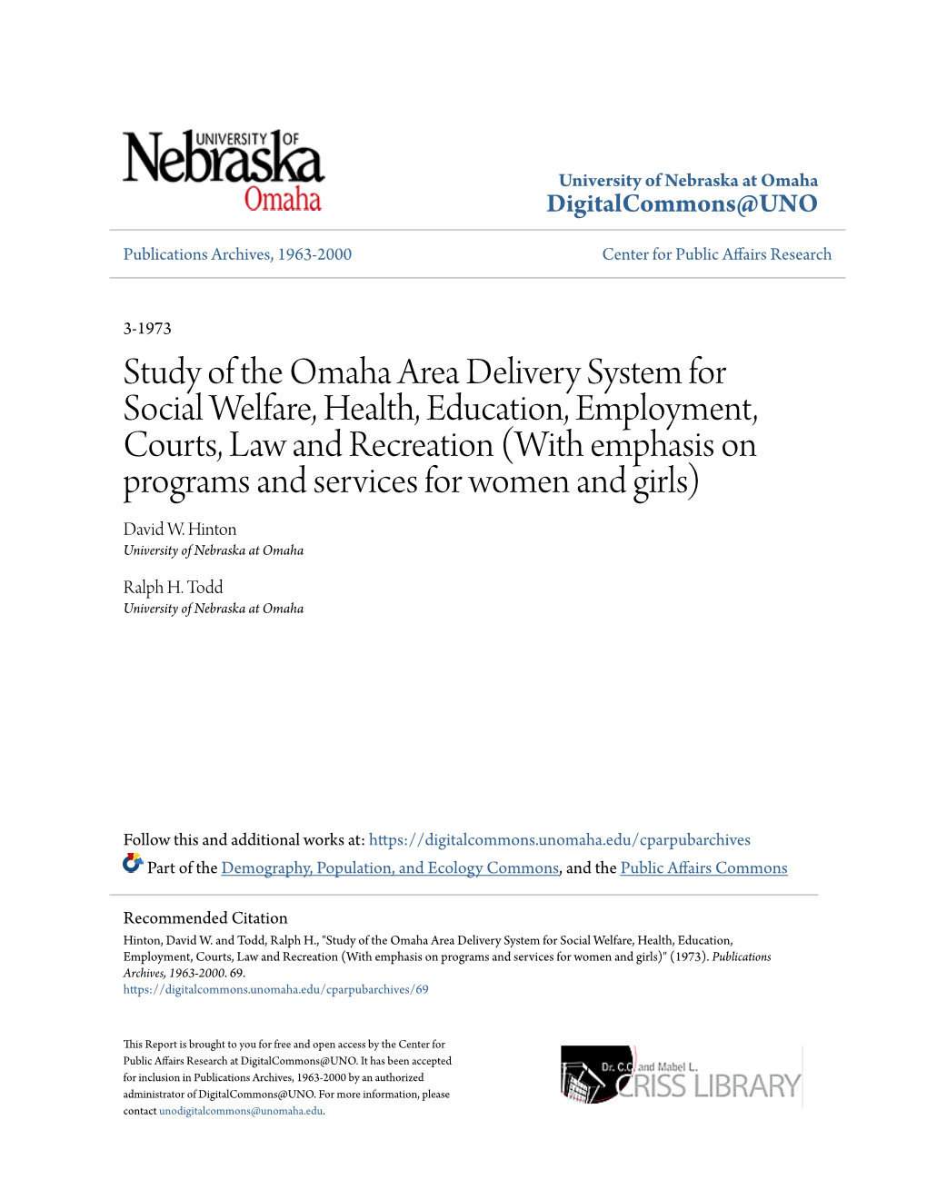 Study of the Omaha Area Delivery System