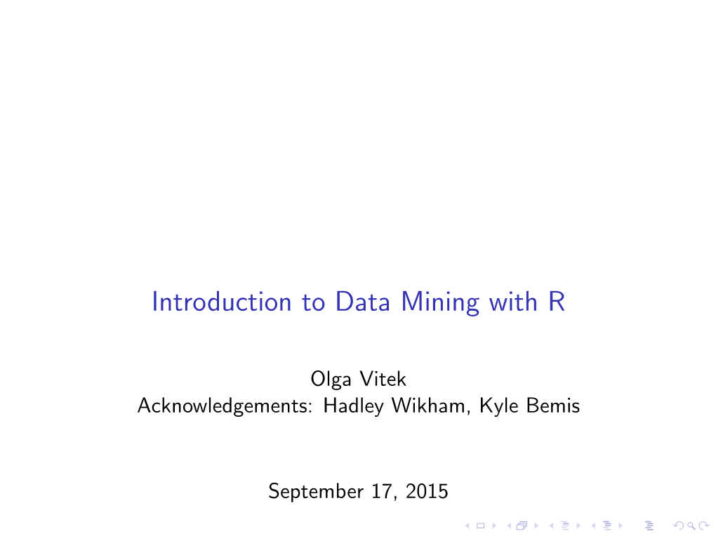 Introduction to Data Mining with R