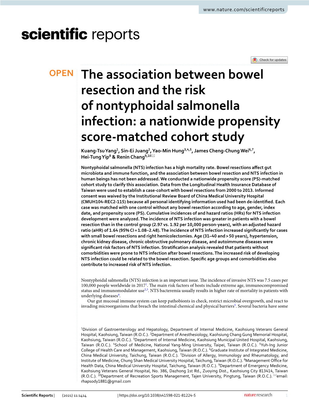 The Association Between Bowel Resection and the Risk Of