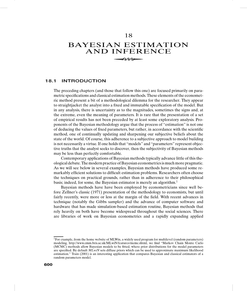 Bayesian Estimation and Inferenceq