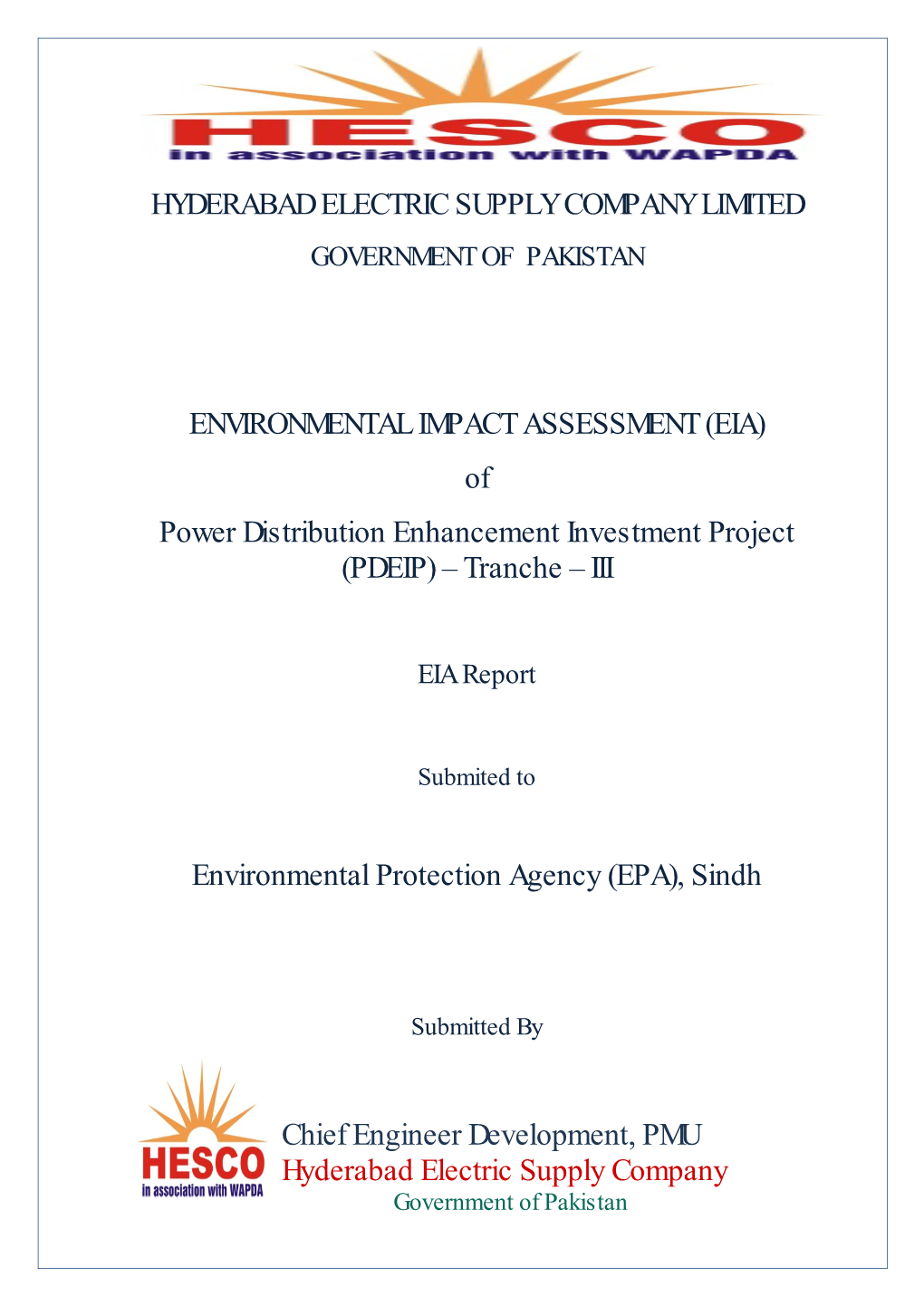 EIA) of Power Distribution Enhancement Investment Project (PDEIP) – Tranche – III