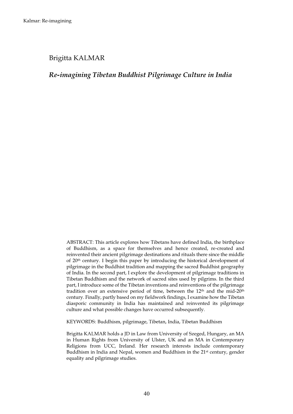 Re-Imagining Tibetan Buddhist Pilgrimage Culture in India