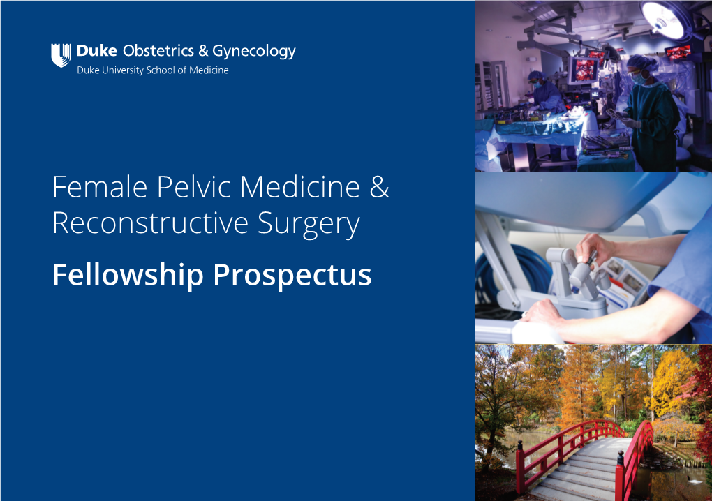 Female Pelvic Medicine & Reconstructive Surgery Fellowship Prospectus