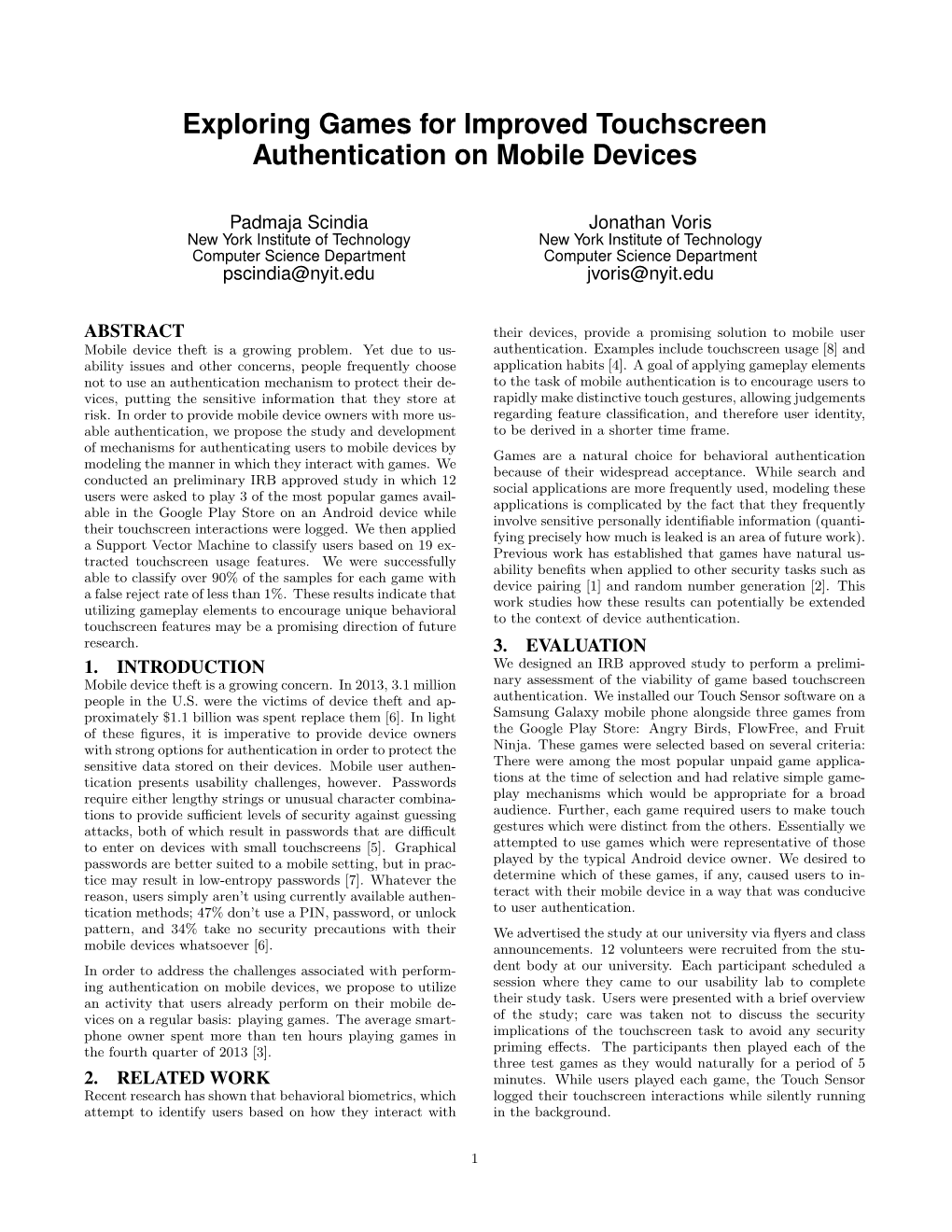 Exploring Games for Improved Touchscreen Authentication on Mobile Devices